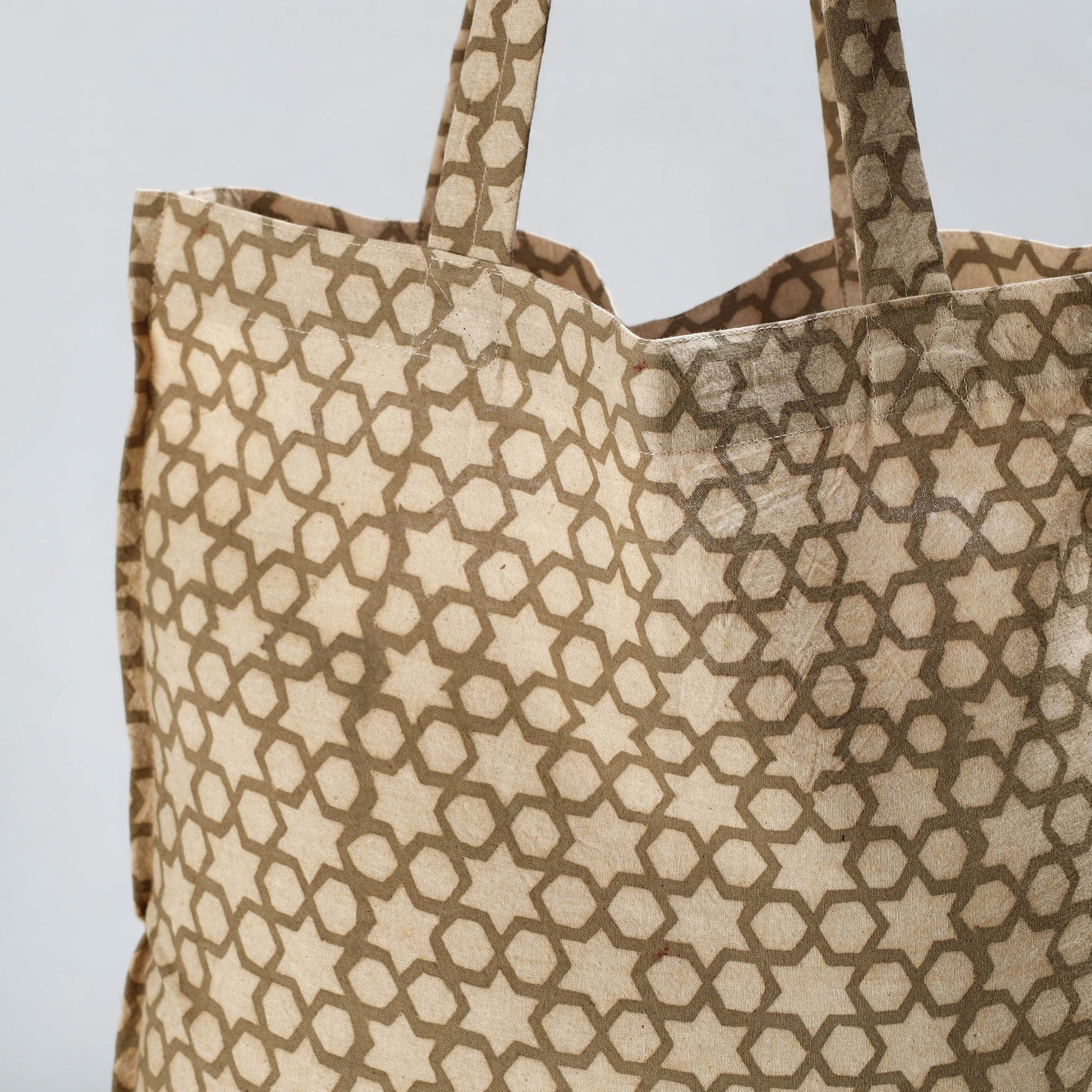 Beige - Pedana Kalamkari Block Printed Cotton Shopping Bag