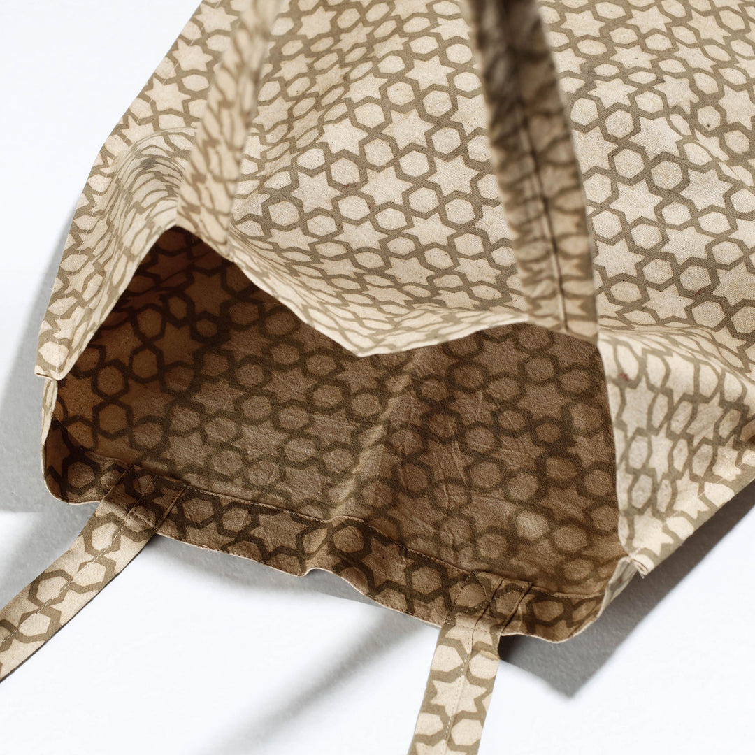 Beige - Pedana Kalamkari Block Printed Handloom Cotton Towel