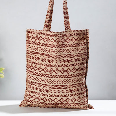 Brown - Pedana Kalamkari Block Printed Cotton Shopping Bag