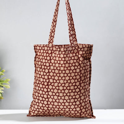Brown - Pedana Kalamkari Block Printed Cotton Shopping Bag