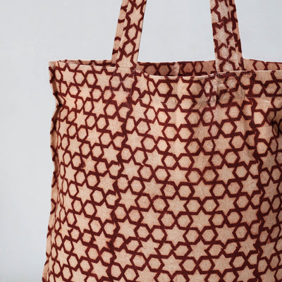Brown - Pedana Kalamkari Block Printed Cotton Shopping Bag