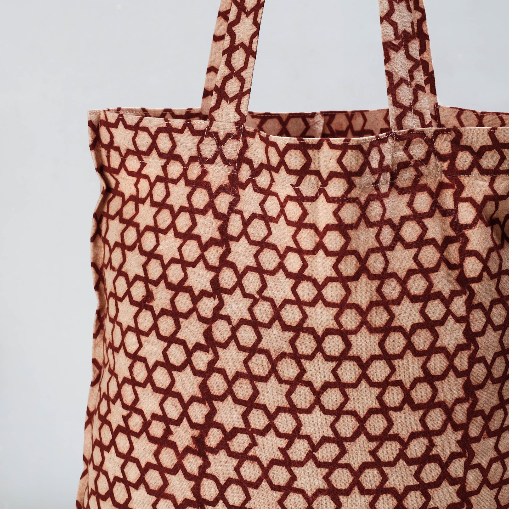 Brown - Pedana Kalamkari Block Printed Cotton Shopping Bag