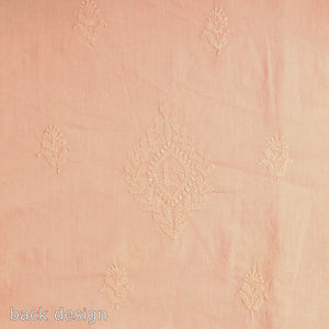 Brown - Lucknow Chikankari Hand Embroidery Mul Cotton Kurta Material - 2 Meter