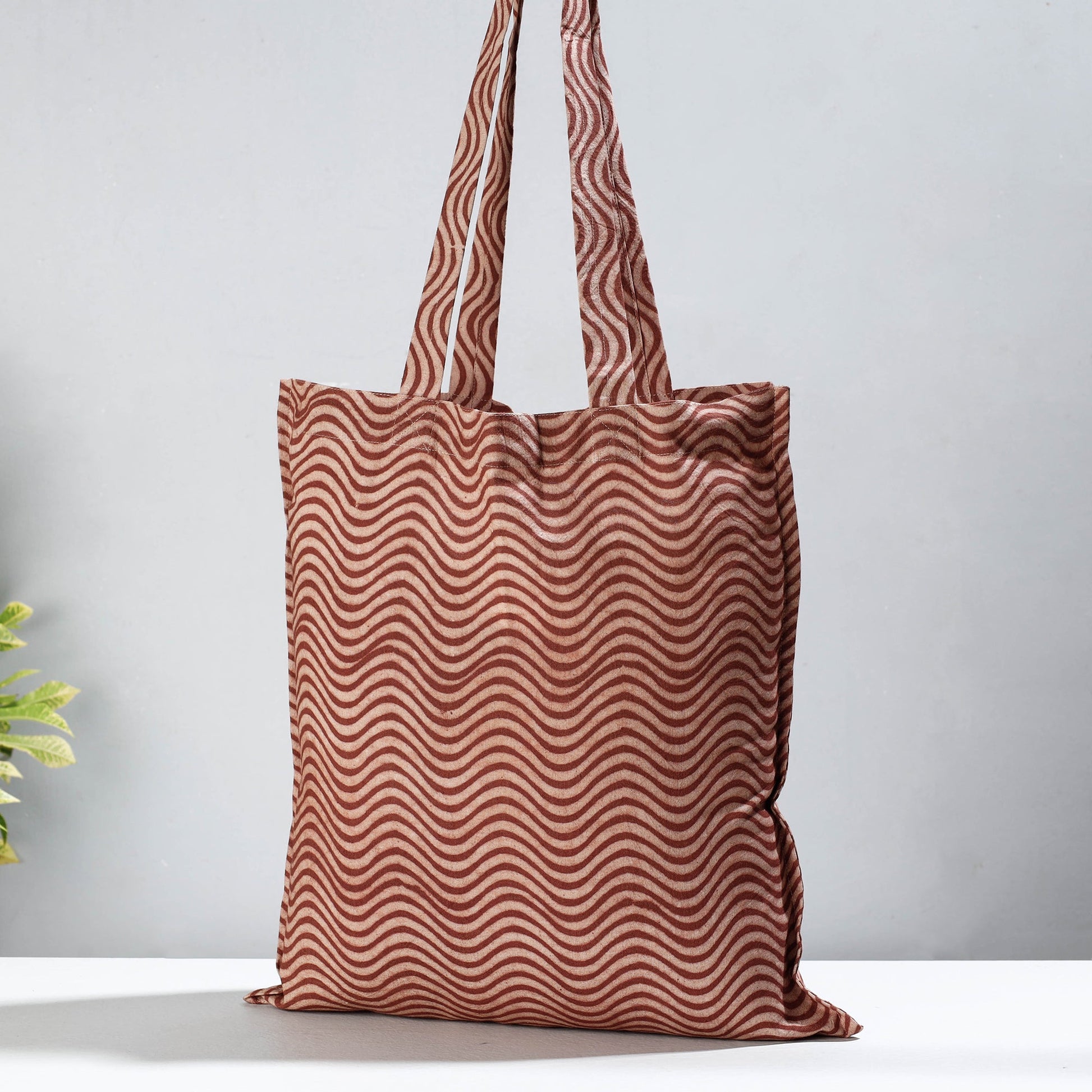 Brown - Pedana Kalamkari Block Printed Cotton Shopping Bag