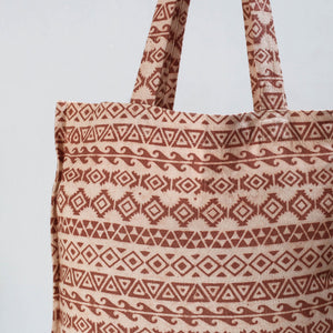 Brown - Pedana Kalamkari Block Printed Cotton Shopping Bag