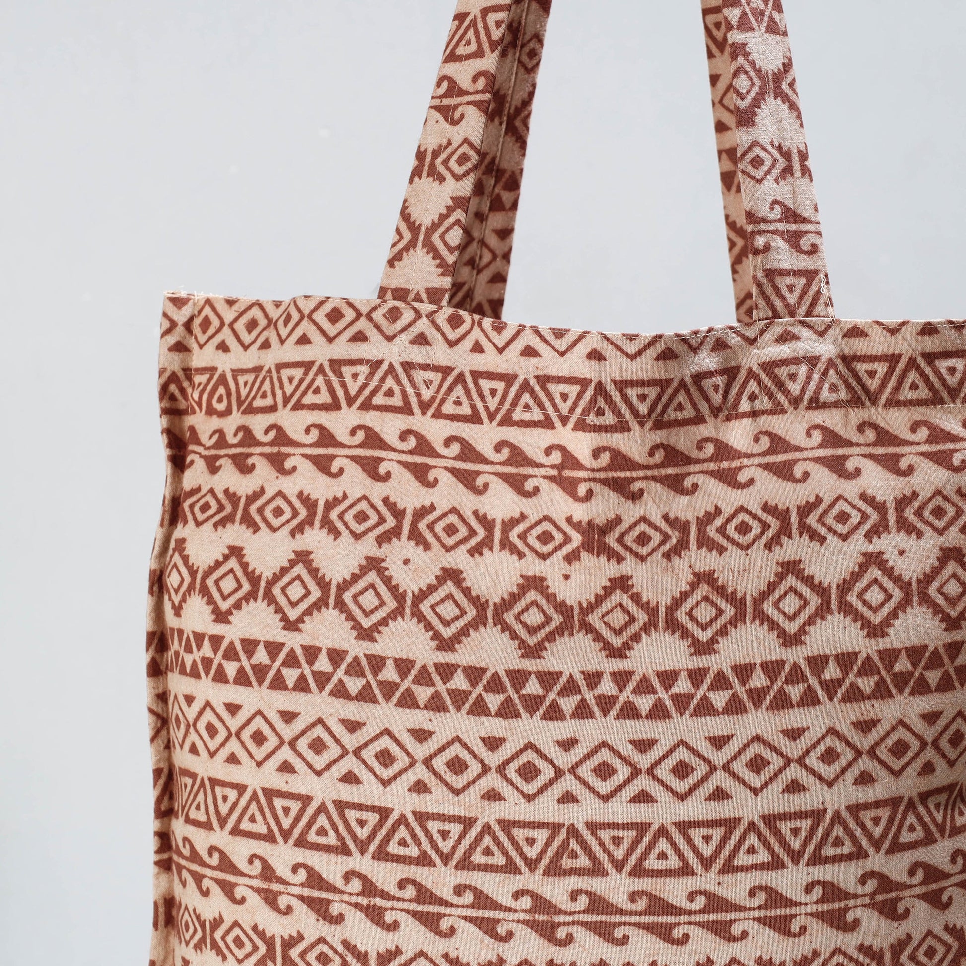 Brown - Pedana Kalamkari Block Printed Cotton Shopping Bag