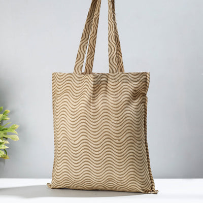 Beige - Pedana Kalamkari Block Printed Cotton Shopping Bag