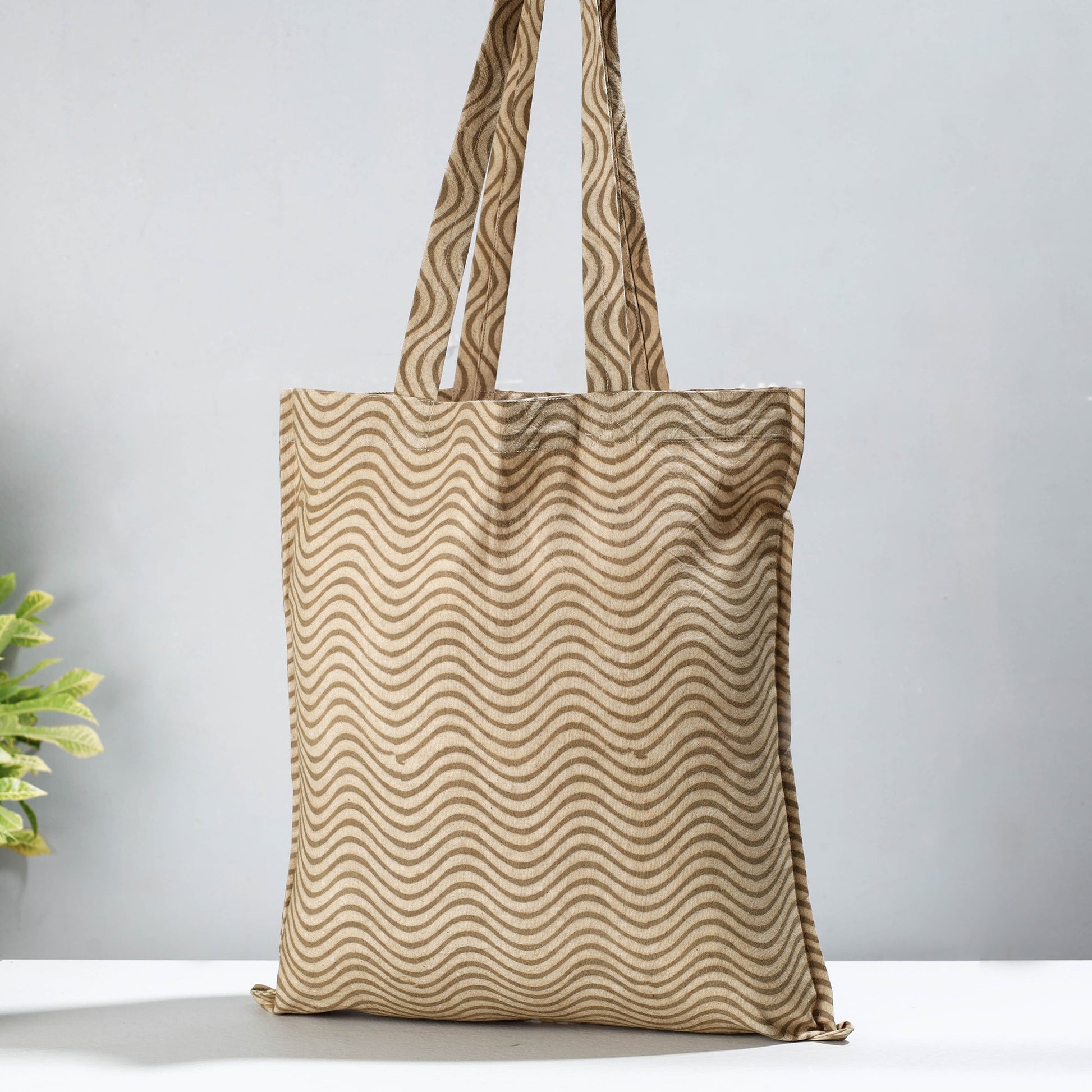 Beige - Pedana Kalamkari Block Printed Cotton Shopping Bag