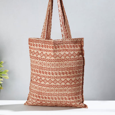 Brown - Pedana Kalamkari Block Printed Cotton Shopping Bag