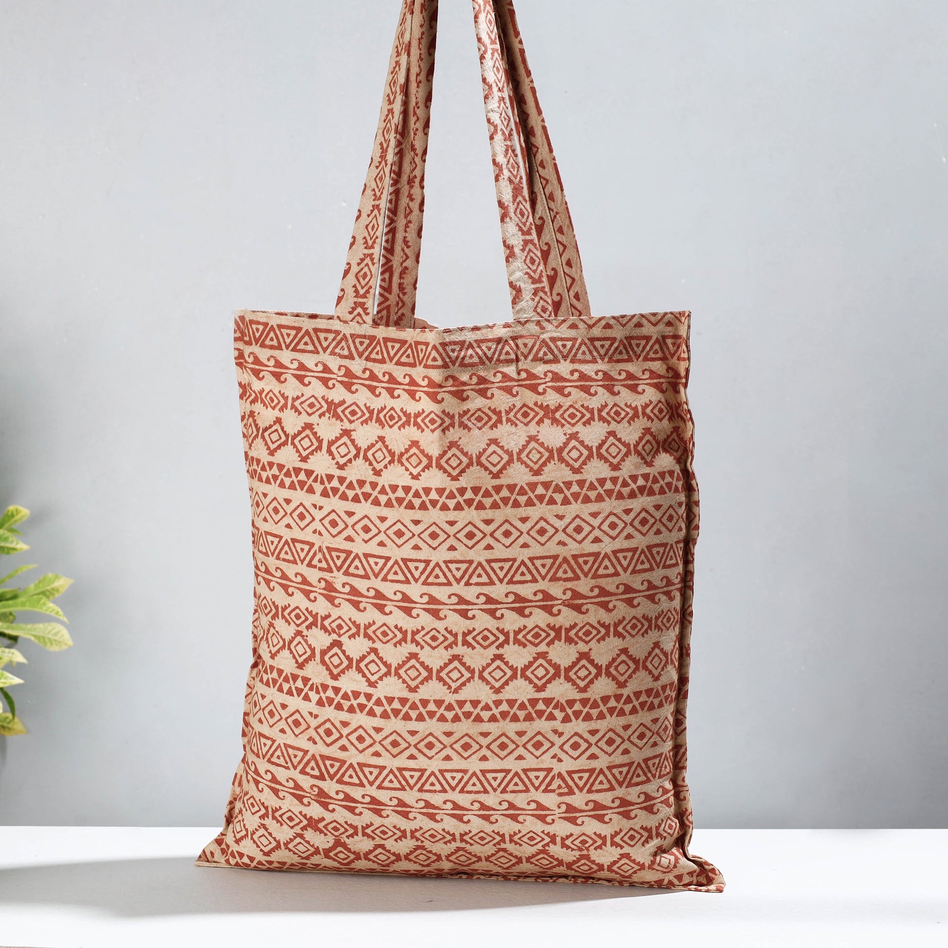 Brown - Pedana Kalamkari Block Printed Cotton Shopping Bag