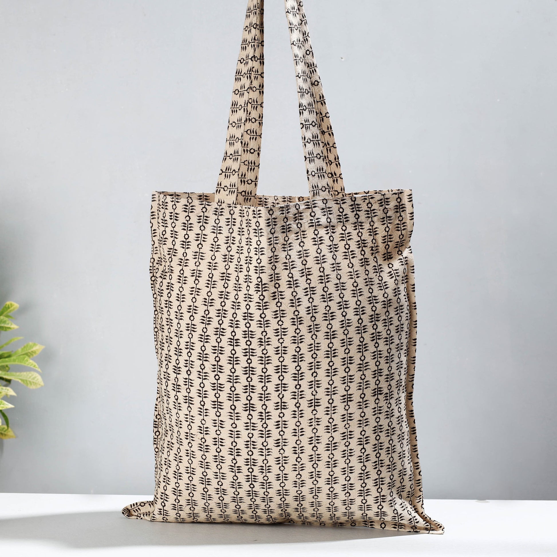 Beige - Pedana Kalamkari Block Printed Cotton Shopping Bag