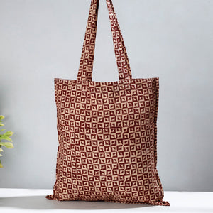 Brown - Pedana Kalamkari Block Printed Cotton Shopping Bag