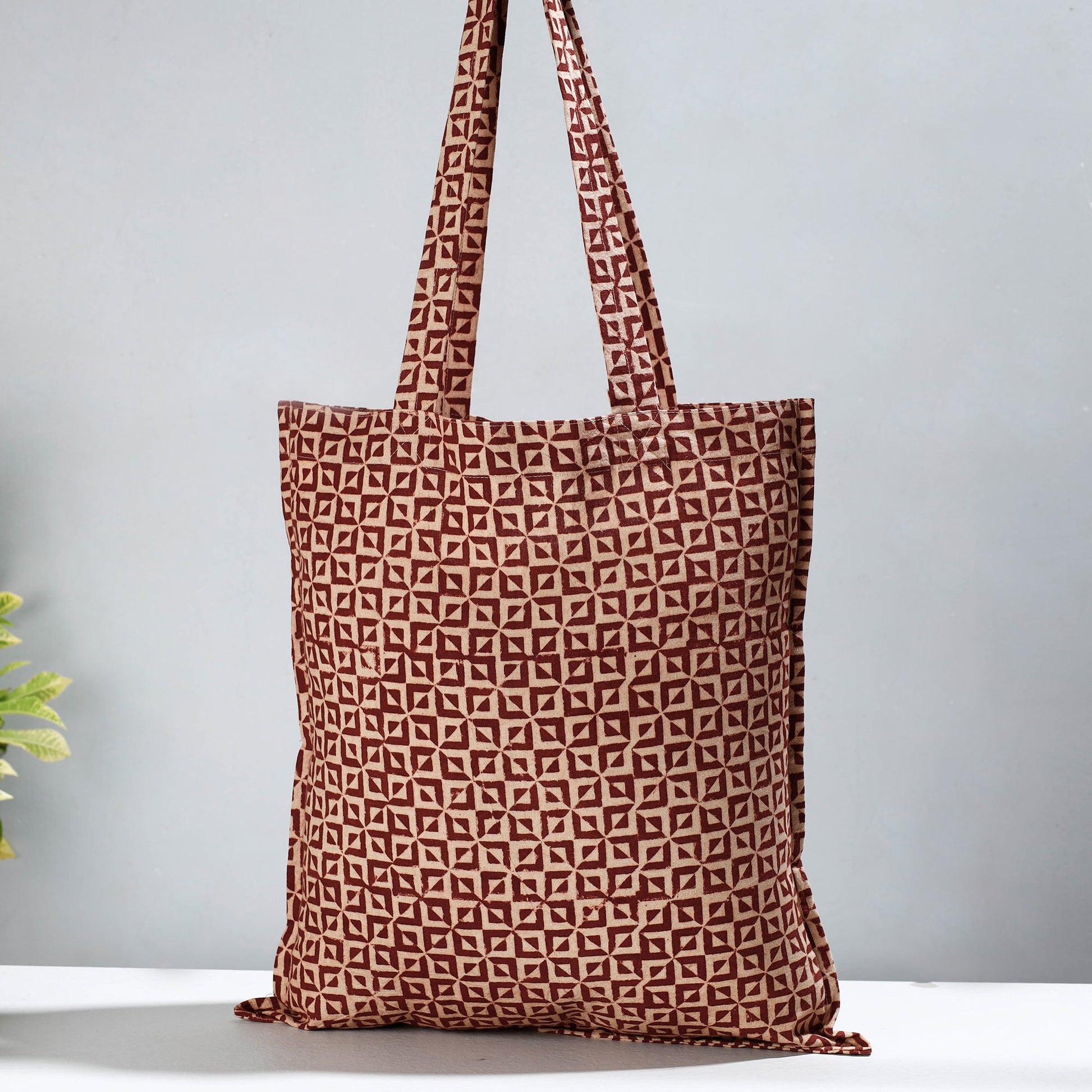 Brown - Pedana Kalamkari Block Printed Cotton Shopping Bag