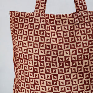 Brown - Pedana Kalamkari Block Printed Cotton Shopping Bag