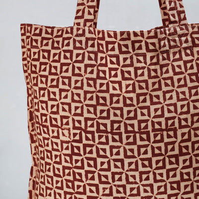 Brown - Pedana Kalamkari Block Printed Cotton Shopping Bag