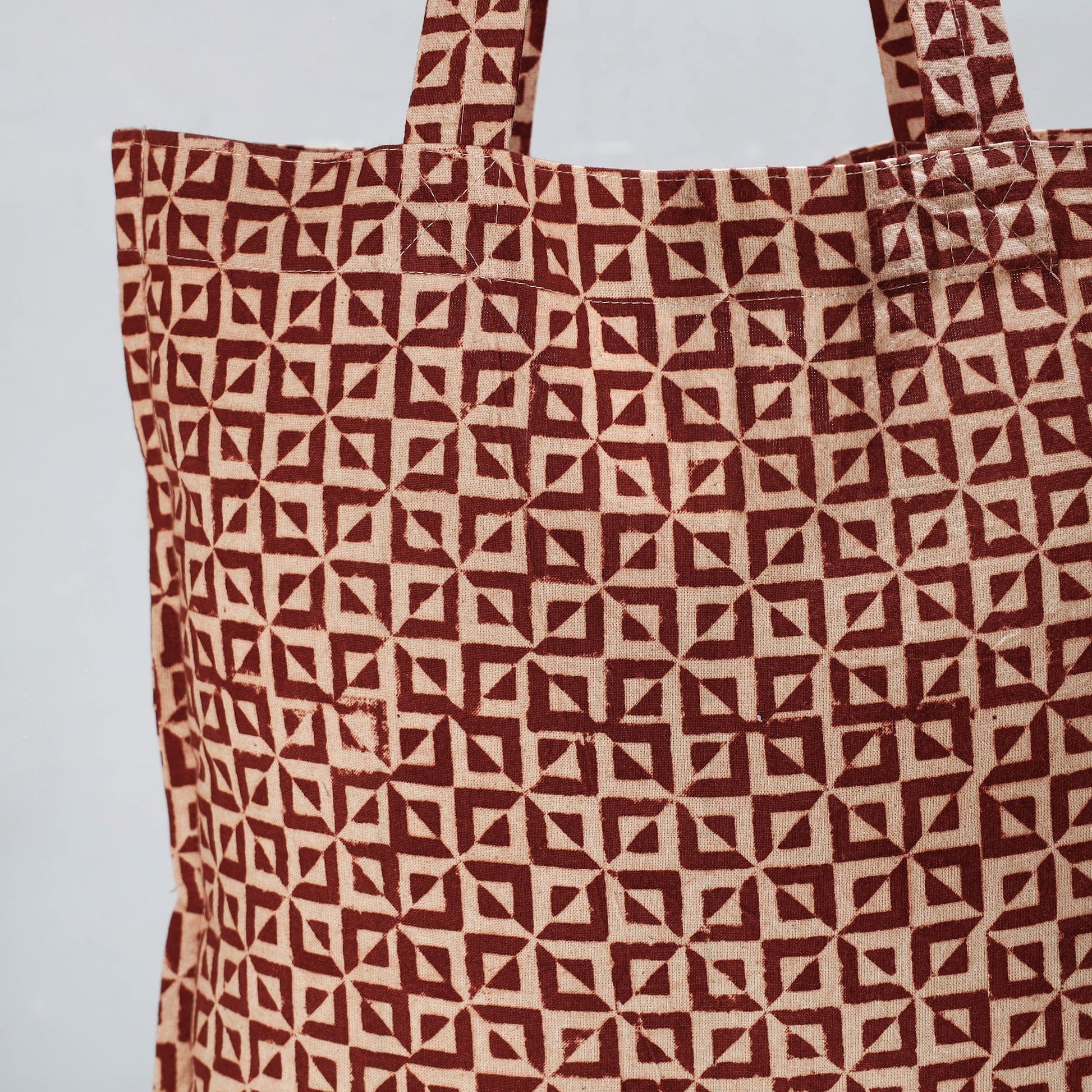 Brown - Pedana Kalamkari Block Printed Cotton Shopping Bag
