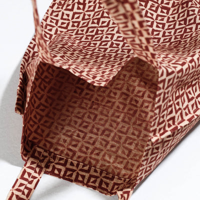 Brown - Pedana Kalamkari Block Printed Cotton Shopping Bag