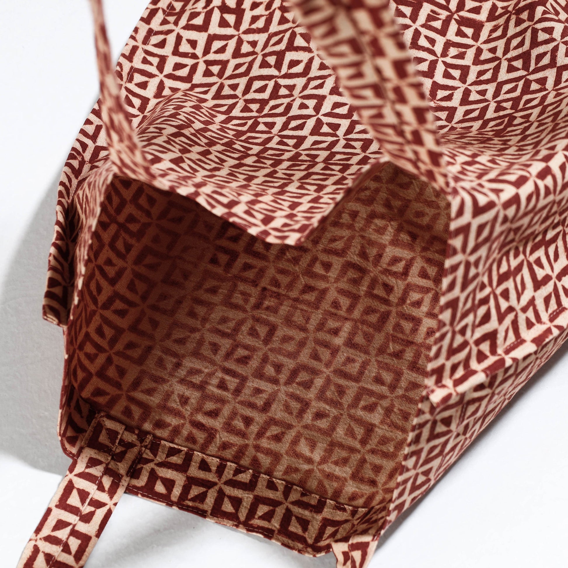 Brown - Pedana Kalamkari Block Printed Cotton Shopping Bag