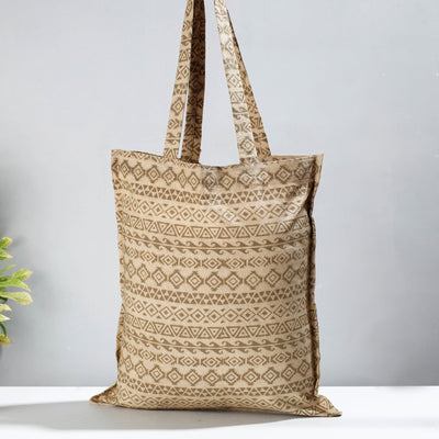 Beige - Pedana Kalamkari Block Printed Cotton Shopping Bag