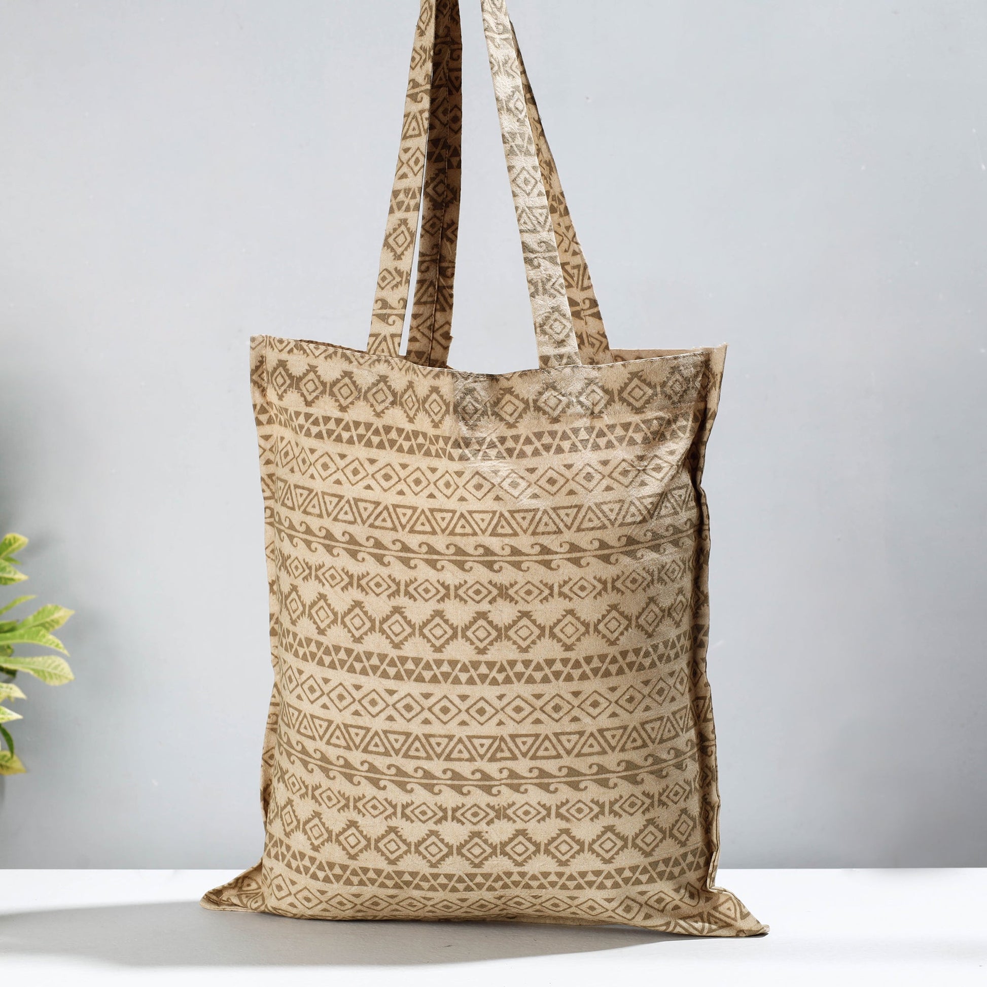 Beige - Pedana Kalamkari Block Printed Cotton Shopping Bag