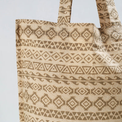 Beige - Pedana Kalamkari Block Printed Cotton Shopping Bag