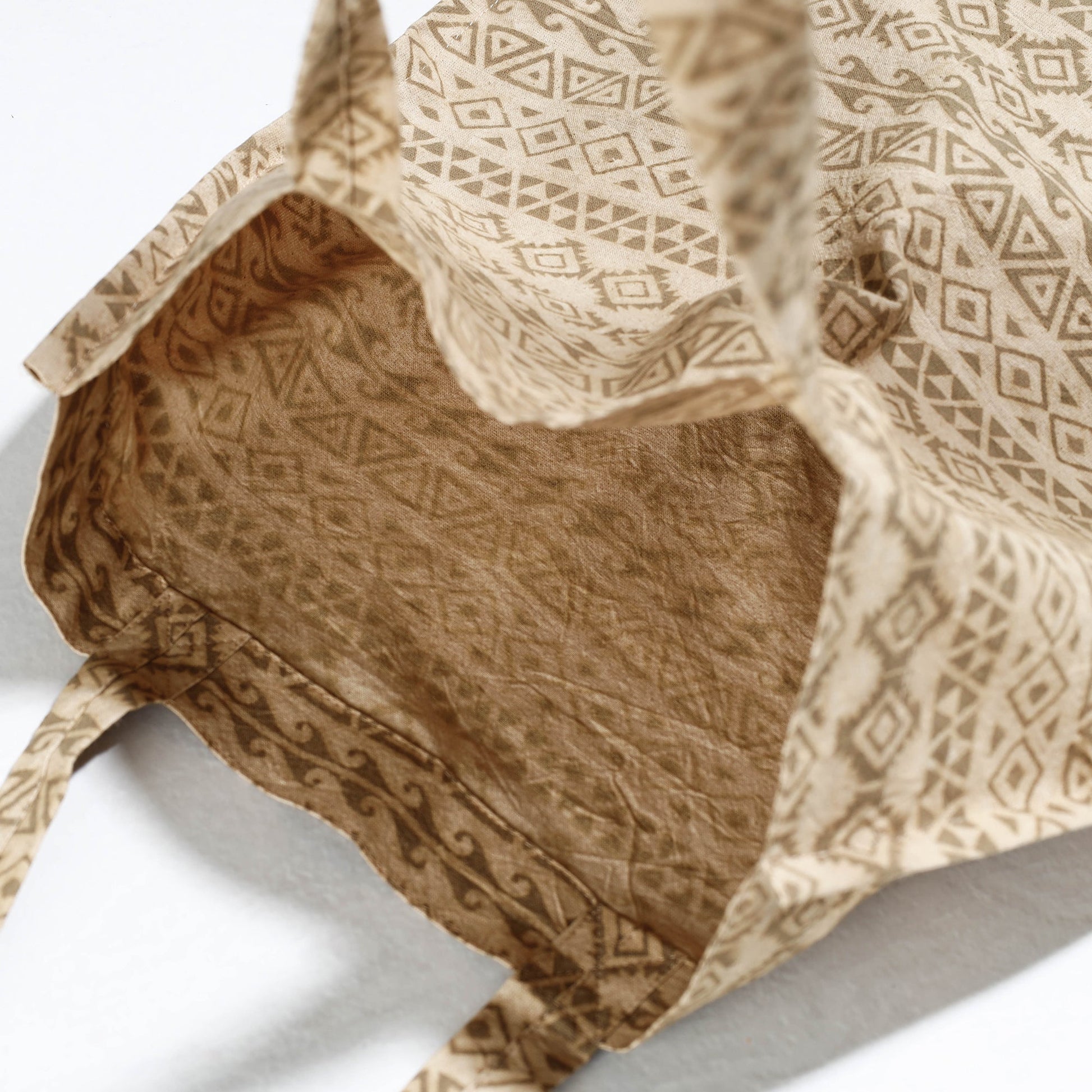 Beige - Pedana Kalamkari Block Printed Cotton Shopping Bag