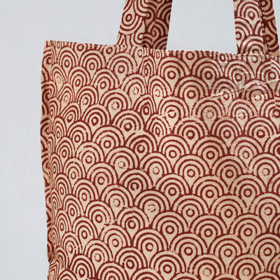Brown - Pedana Kalamkari Block Printed Cotton Shopping Bag