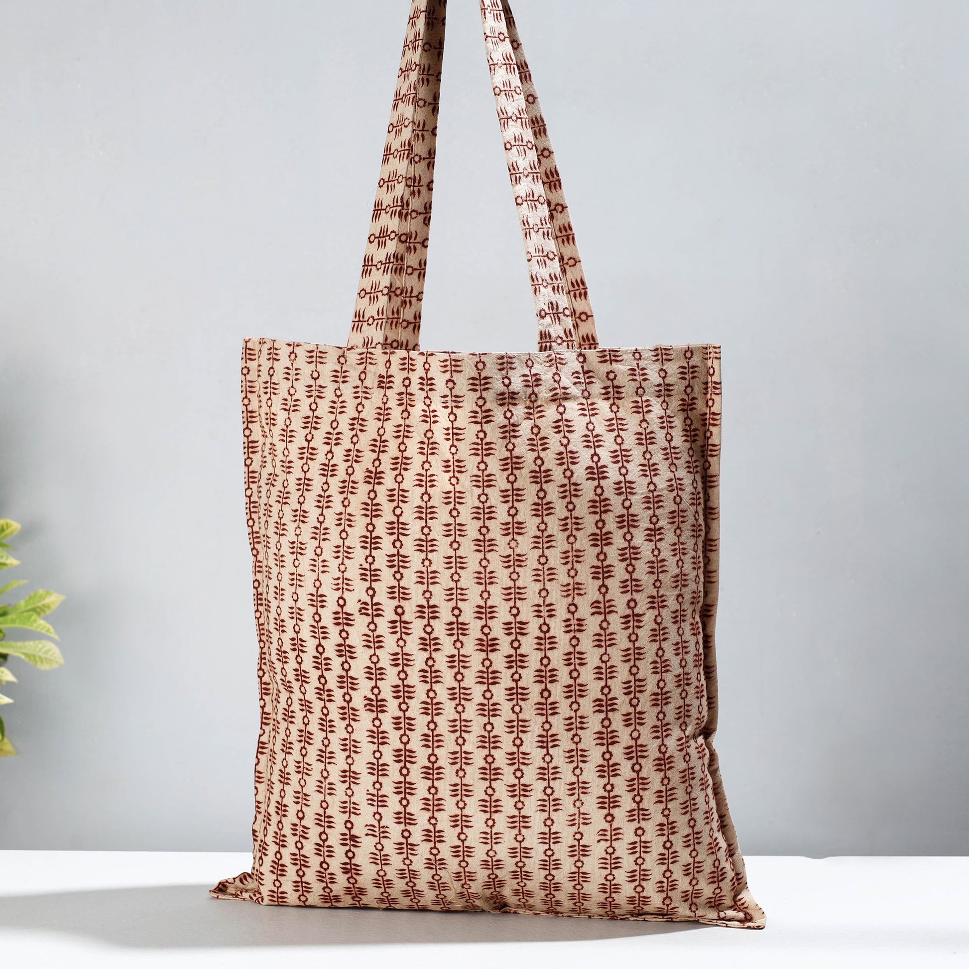 Brown - Pedana Kalamkari Block Printed Cotton Shopping Bag