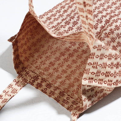 Brown - Pedana Kalamkari Block Printed Cotton Shopping Bag
