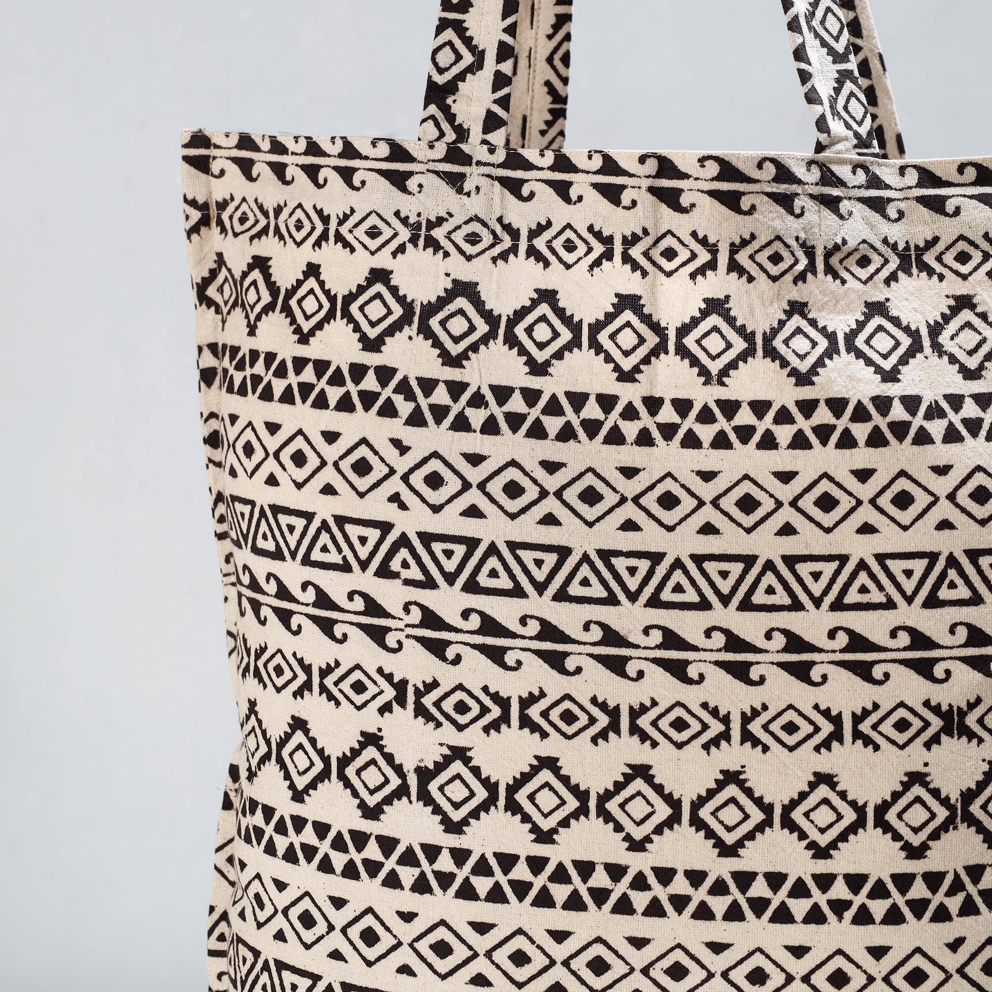 Beige - Pedana Kalamkari Block Printed Cotton Shopping Bag