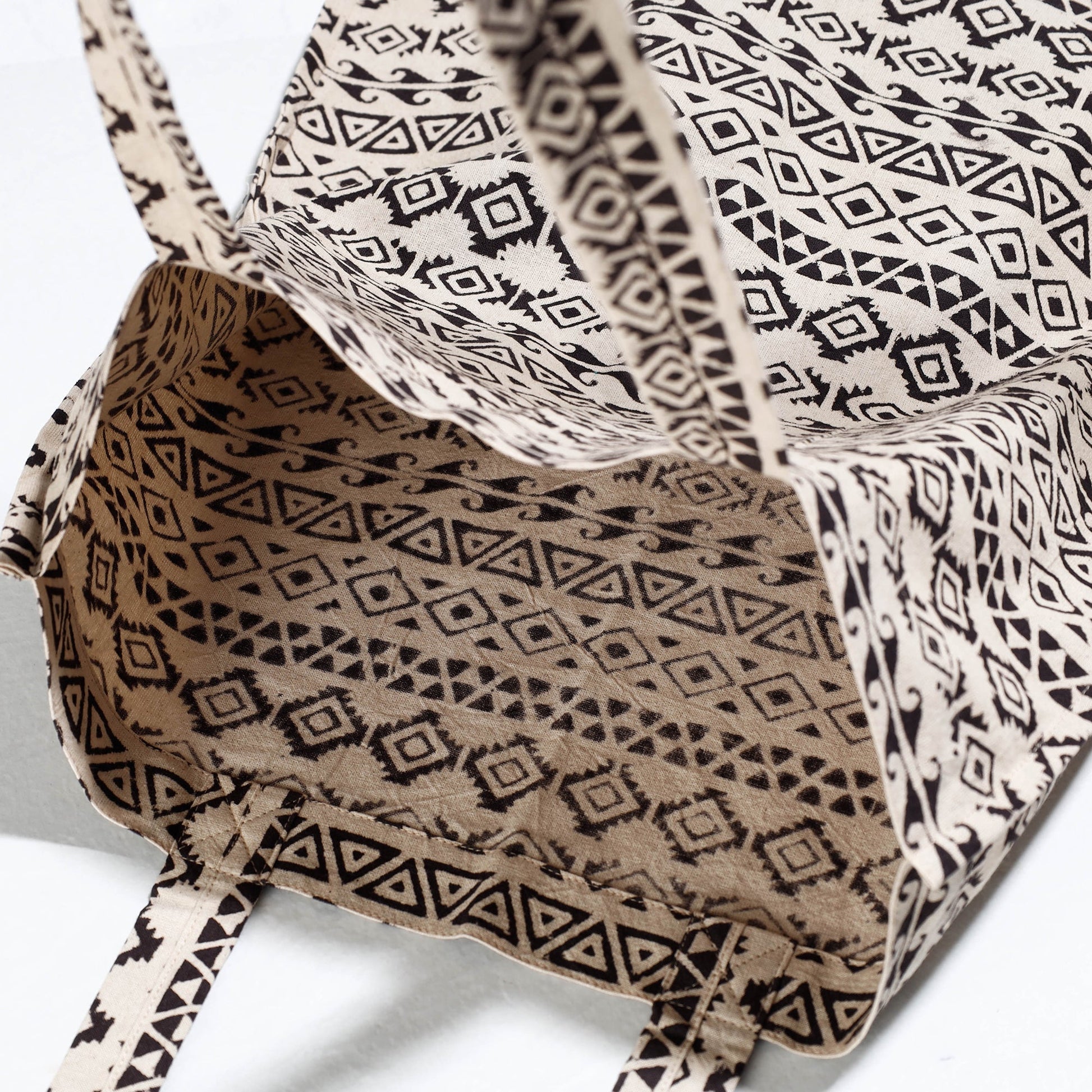 Beige - Pedana Kalamkari Block Printed Cotton Shopping Bag