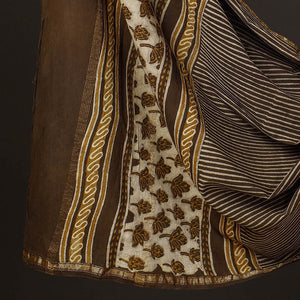 Brown - 3pc Akola Block Printed Cotton Suit Material Set