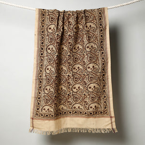 Beige - Pedana Kalamkari Block Printed Handloom Cotton Towel