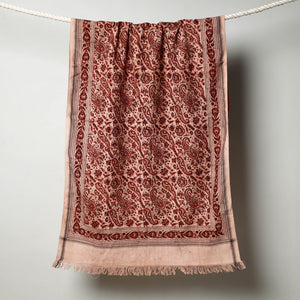Beige - Pedana Kalamkari Block Printed Handloom Cotton Towel