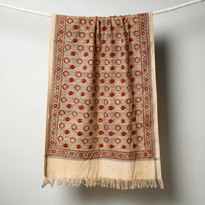 Beige - Pedana Kalamkari Block Printed Handloom Cotton Towel