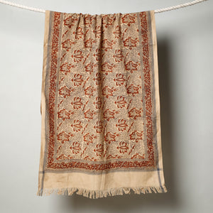 Beige - Pedana Kalamkari Block Printed Handloom Cotton Towel