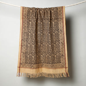 Black - Pedana Kalamkari Block Printed Handloom Cotton Towel