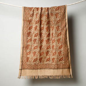 Beige - Pedana Kalamkari Block Printed Handloom Cotton Towel