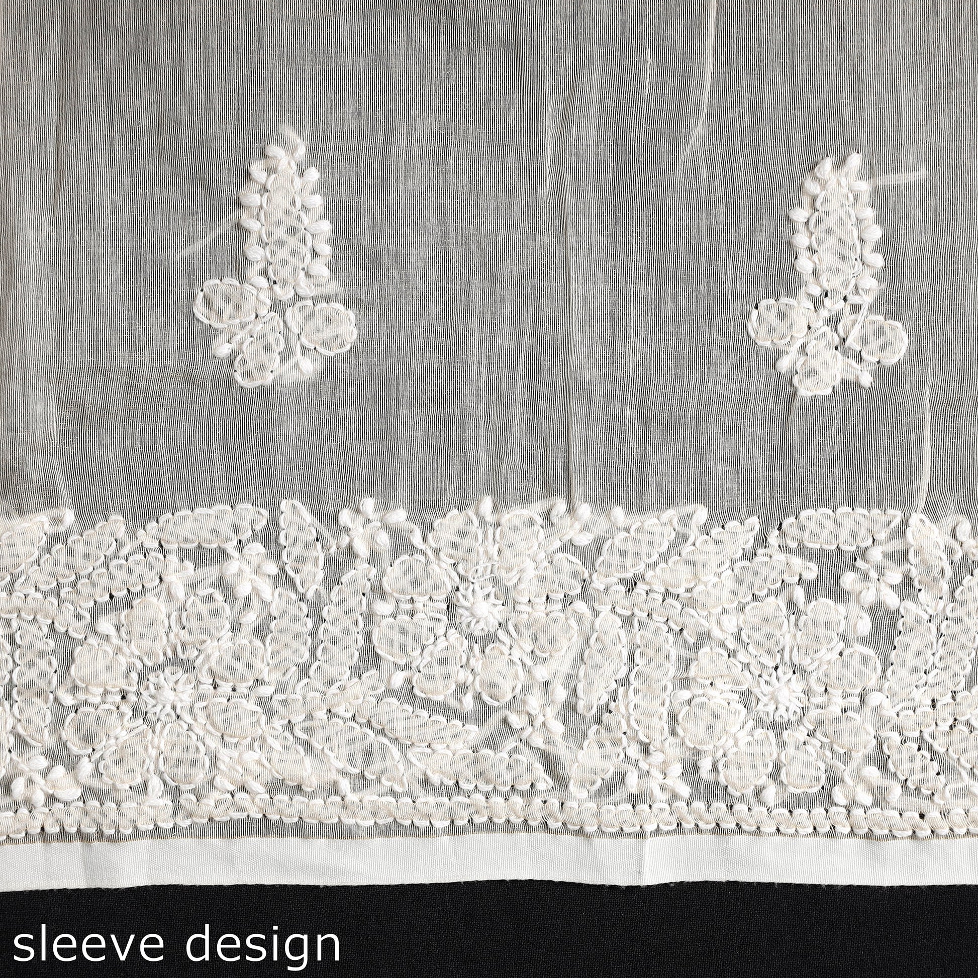 Beige - Lucknow Chikankari with Parsi Style Embroidery Chanderi Silk Kurta Material - 3.15 Meter