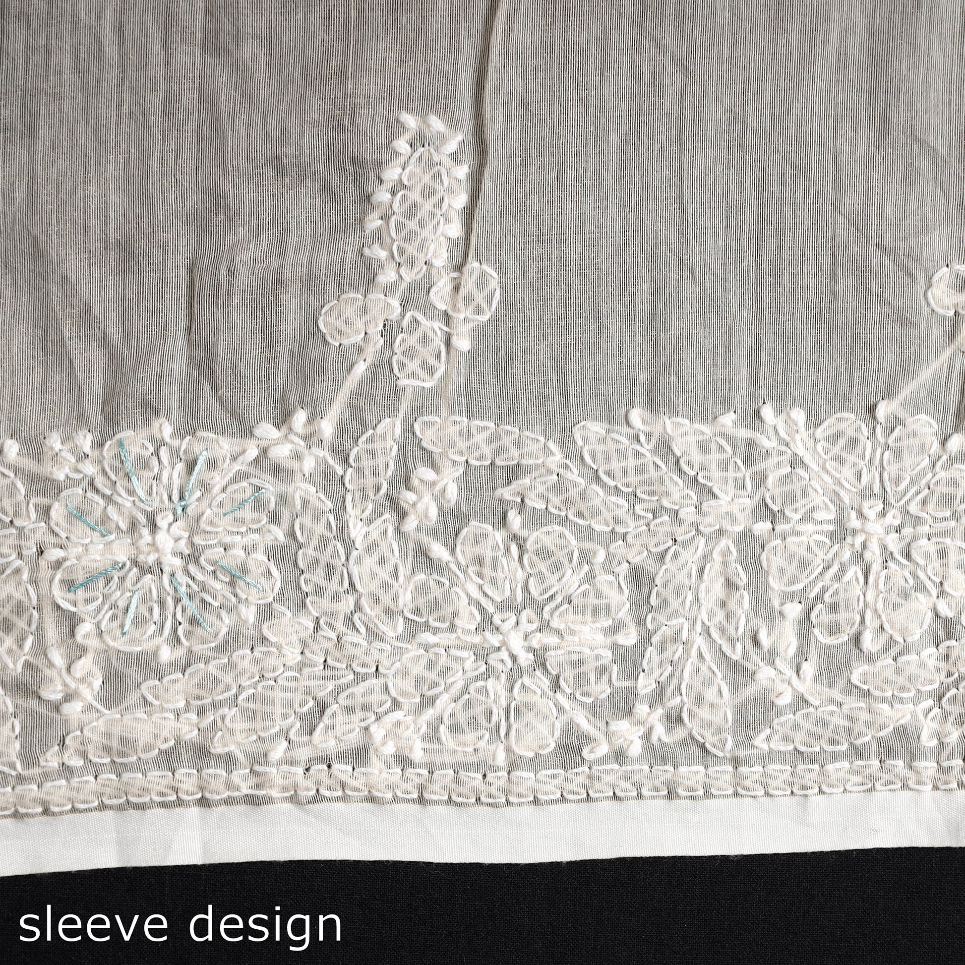 Beige - Lucknow Chikankari with Parsi Style Embroidery Chanderi Silk Kurta Material - 3.1 Meter