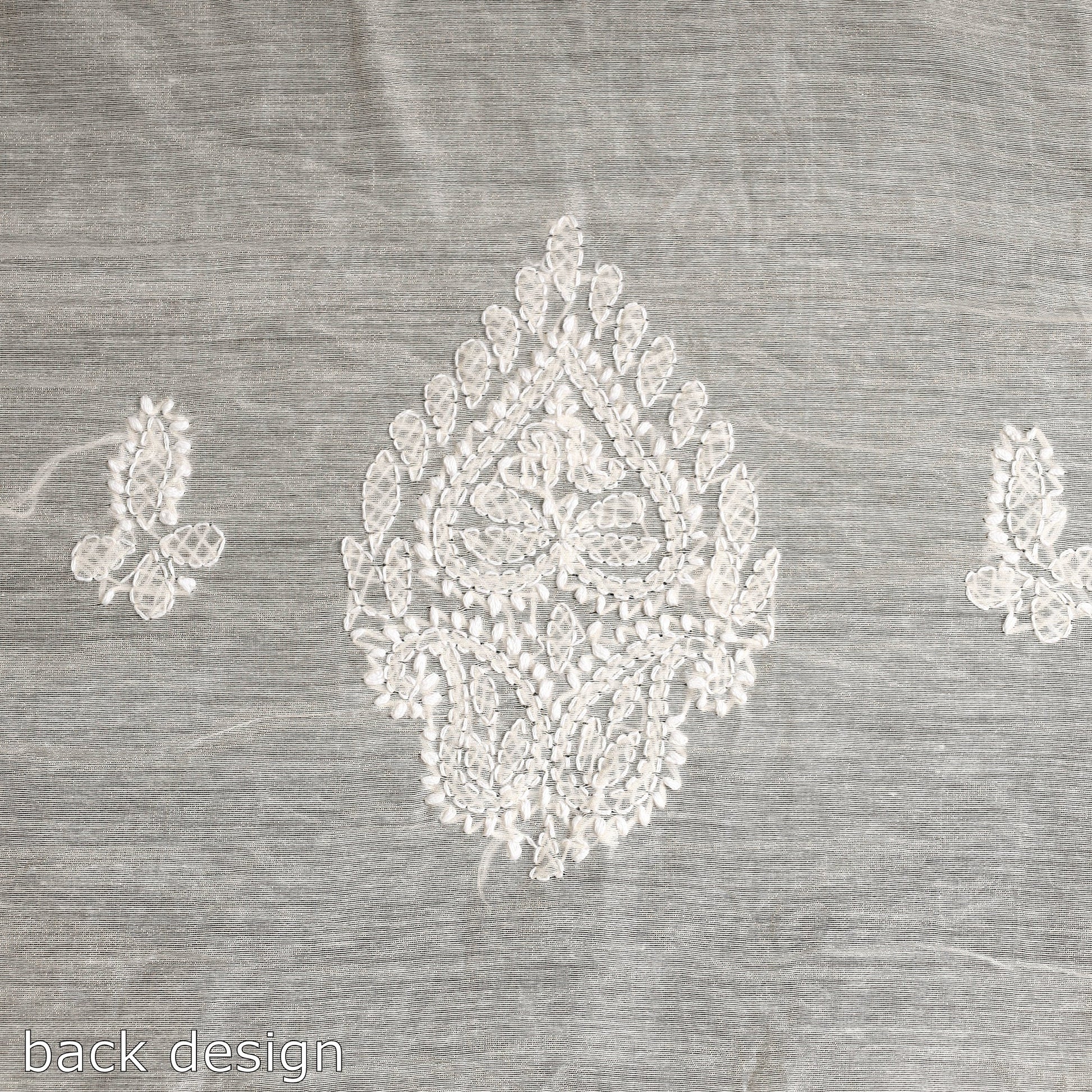 Beige - Lucknow Chikankari with Parsi Style Embroidery Chanderi Silk Kurta Material - 3.1 Meter