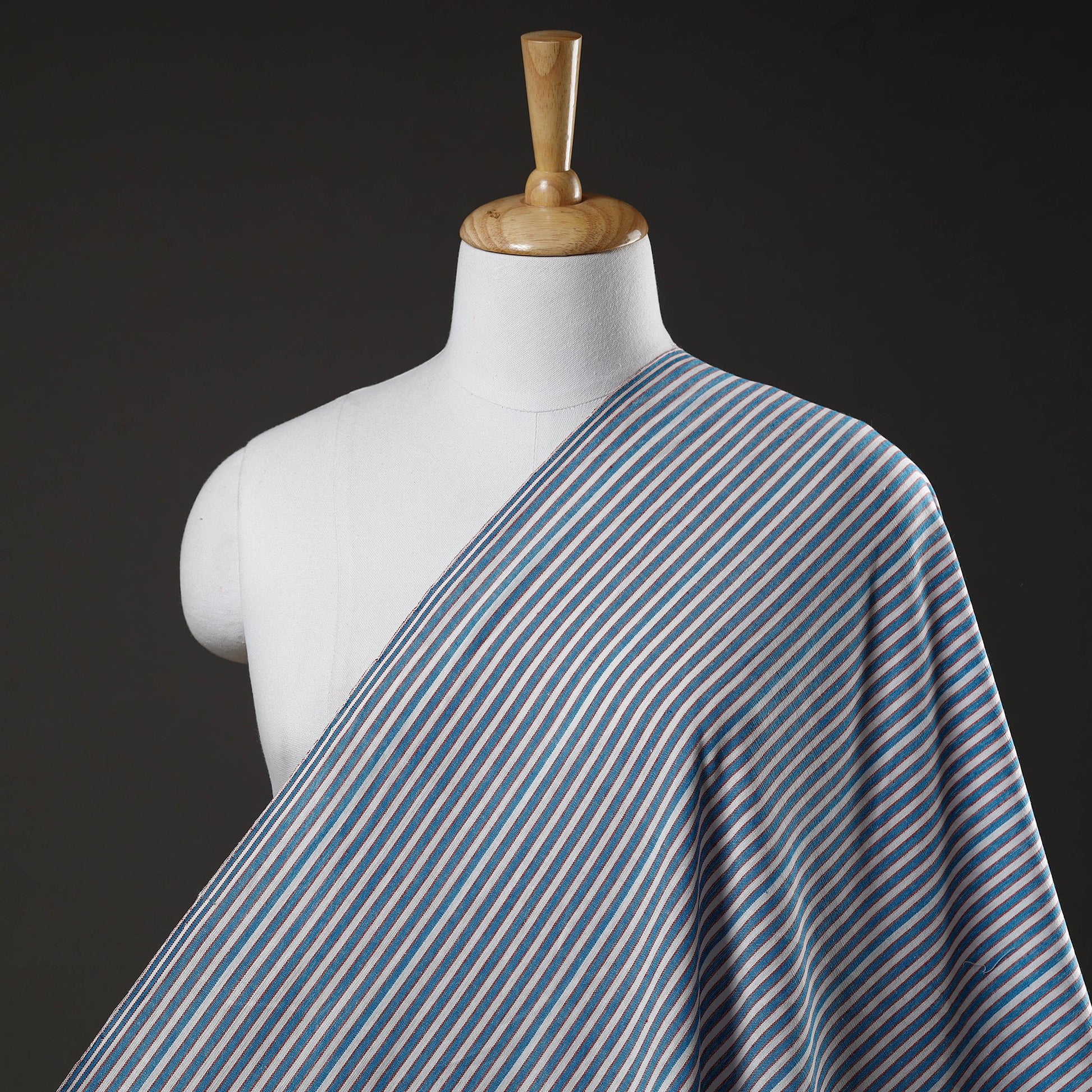 Blue - Jhiri Pure Handloom Cotton Fabric