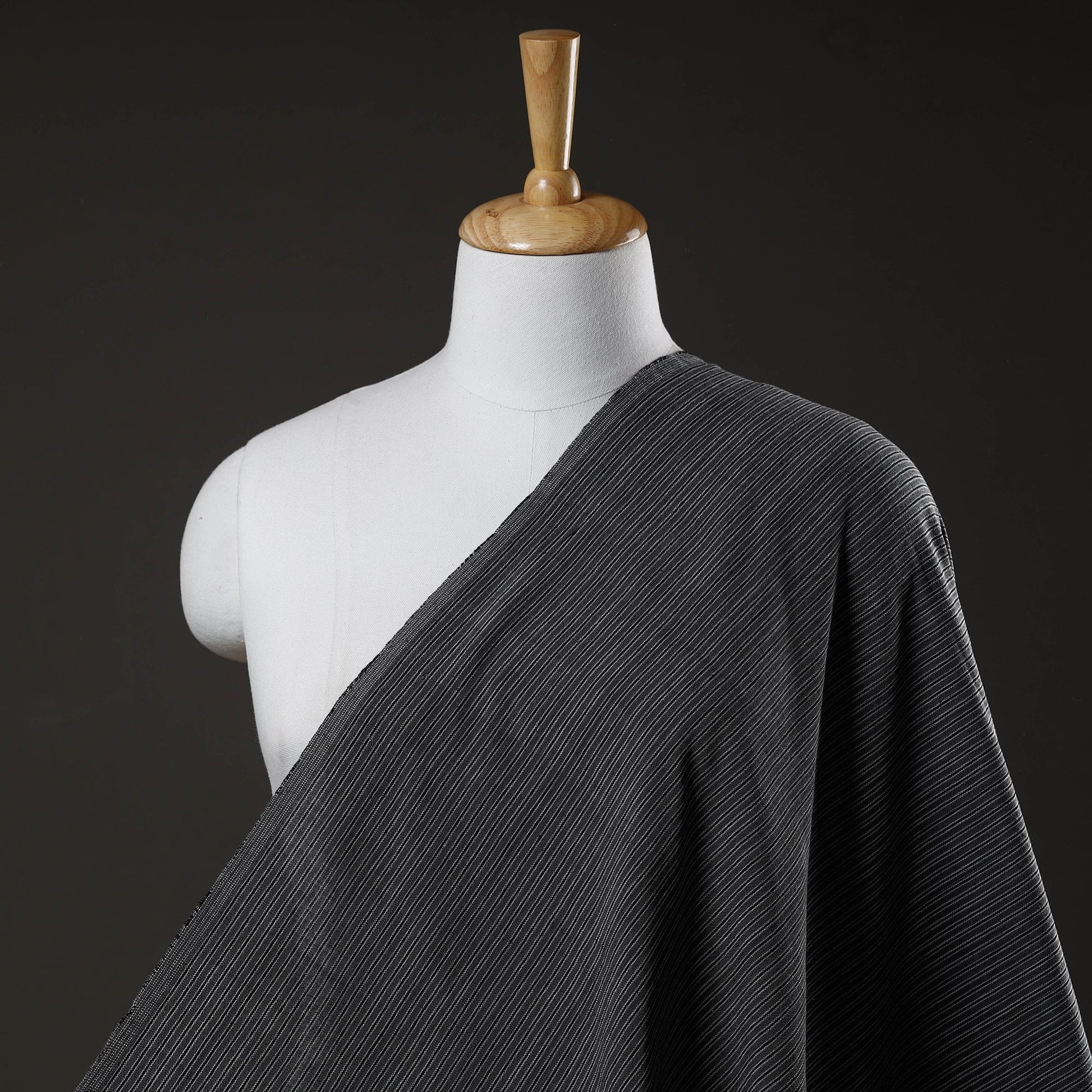 Black - Jhiri Pure Handloom Cotton Fabric
