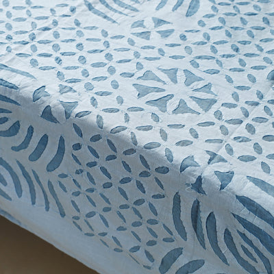 Blue - Applique Cutwork Cotton Table Cover - 4 Seater
