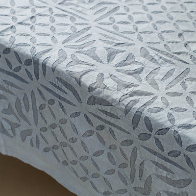Blue - Applique Cutwork Cotton Table Cover - 4 Seater