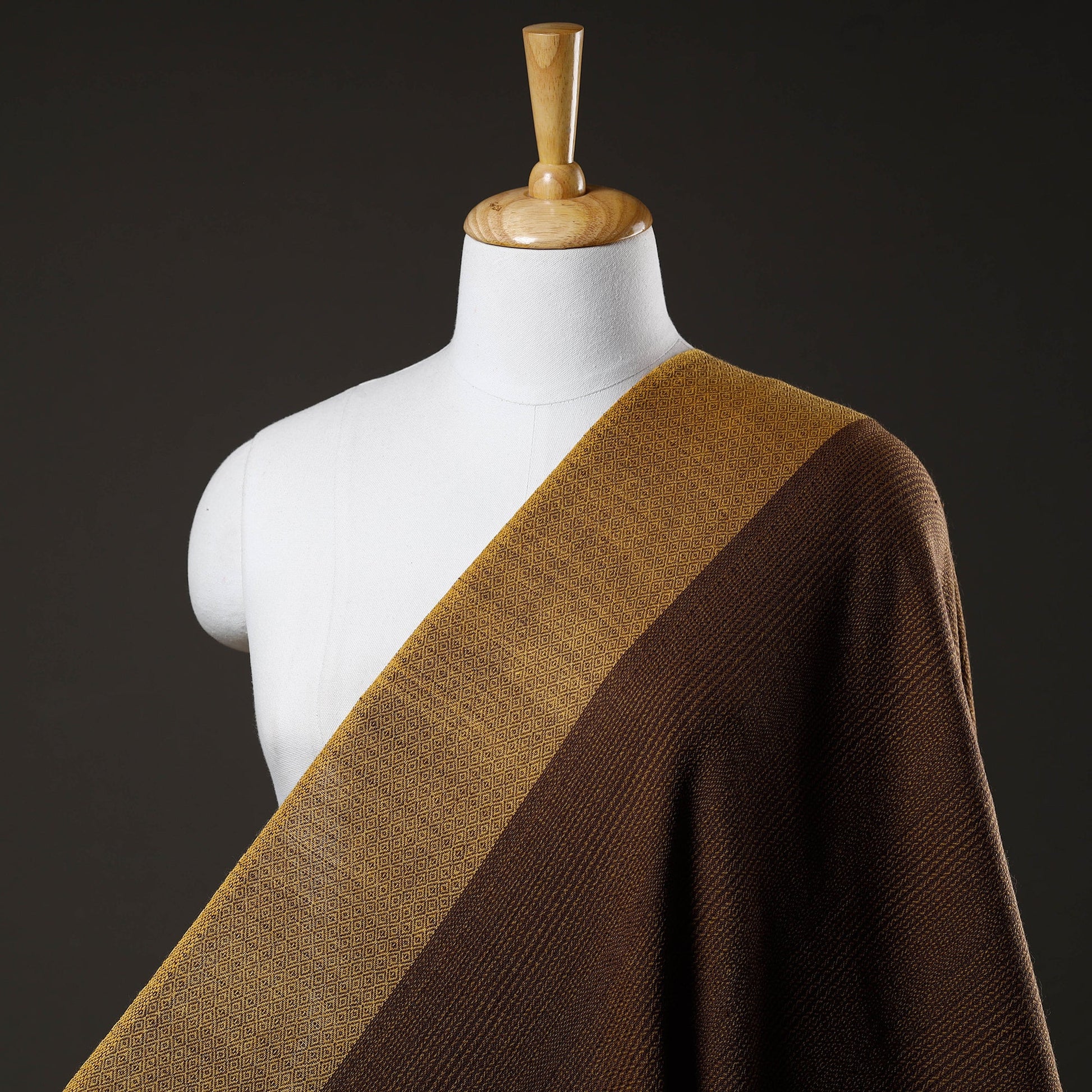 Brown - Kumaun Handwoven Merino Woollen Fabric 05
