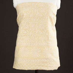 Beige - 2pc Hand Embroidery Kota Doria Chikankari Dress Material