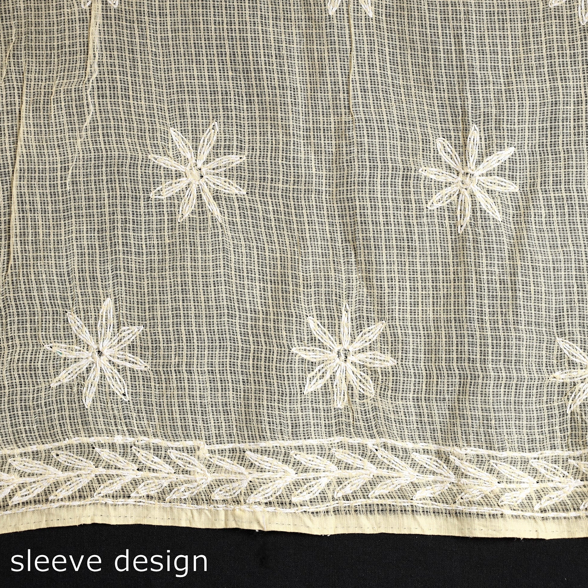 Beige - 2pc Hand Embroidery Kota Doria Chikankari Dress Material