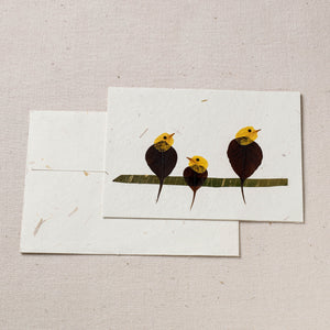 Bird Family - Flower Art Handmade Paper Greeting Card 75