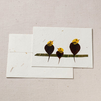 Bird Family - Flower Art Handmade Paper Greeting Card 75